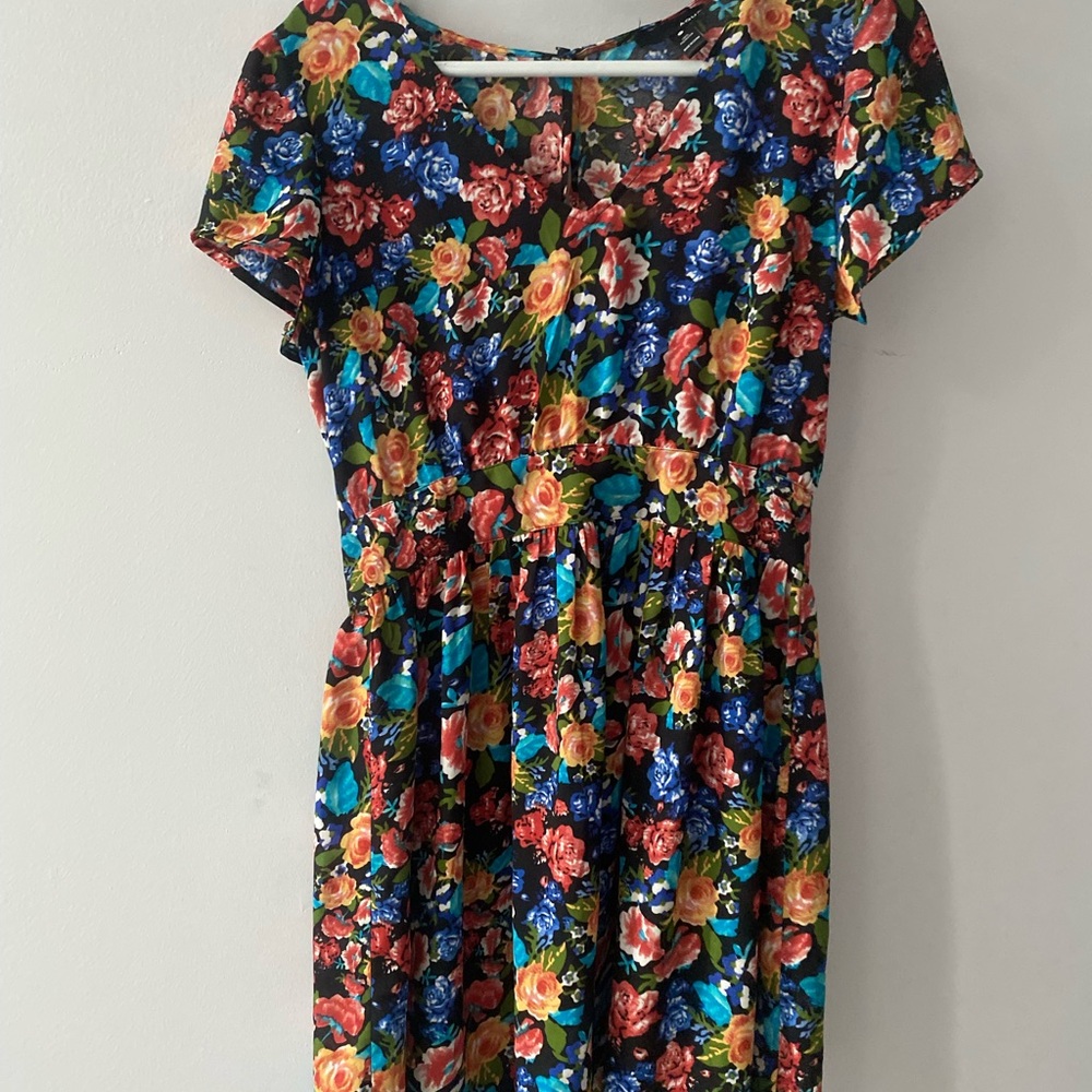 Aqua Multicolor Floral Dress